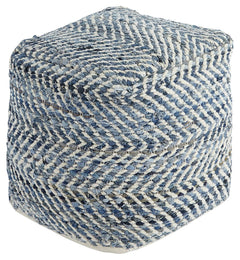 This darling pouf is queen of the blue jeans. Woven from strips of denim, the square shape will be a favorite go-to seat or ottoman. Itâ€™s also sturdy enough to hold a serving tray.<br/><br/><b>Product Features</b><ul><li>Handmade</li><li>Spot clean</li>