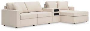 Looking cool and contemporary is great. But when it comes down to it, youâ€™re all about low-maintenance lounging. With the performance fabric on this sectional with chaise, cleaning spills is a breeze. Its customizable modular design caters to your ever-