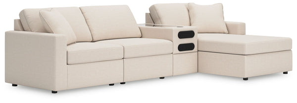 Looking cool and contemporary is great. But when it comes down to it, youâ€™re all about low-maintenance lounging. With the performance fabric on this sectional with chaise, cleaning spills is a breeze. Its customizable modular design caters to your ever-