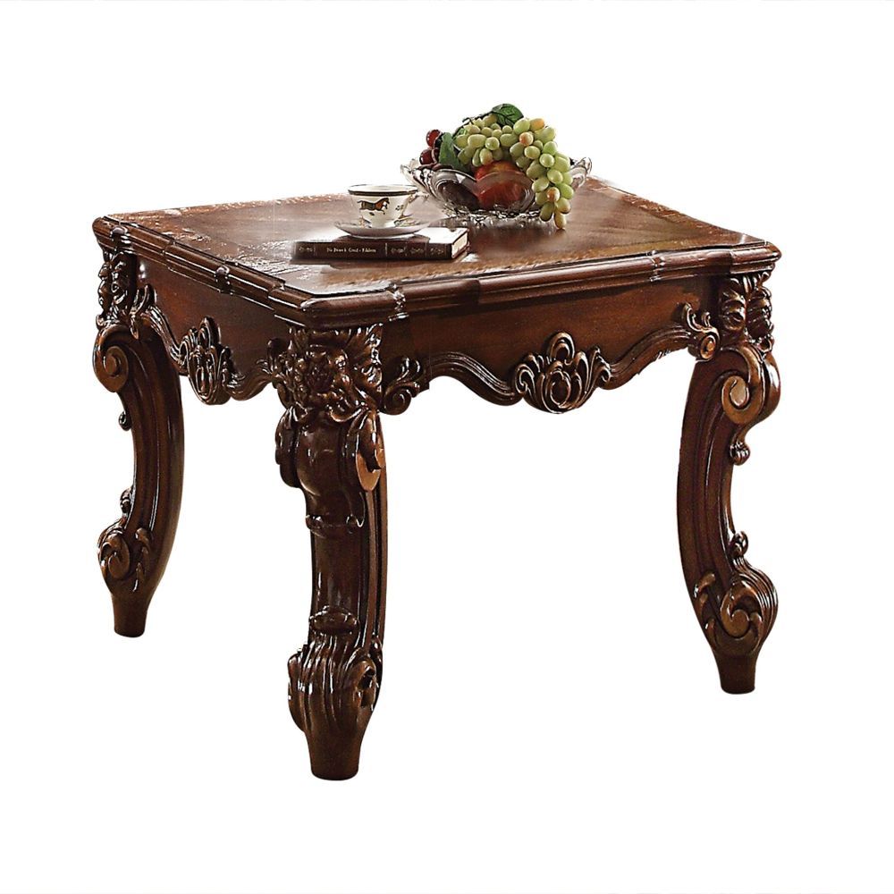 KD, Square Table w/Scrolled Leg (No Shelf/No Drw) â€¢ Top Apron: Scrolled Decor Trim â€¢ Leg: Oversized Scrolled, Polyresin<br/><br/><b>Product Features</b><ul><li>Case: 1Pc/1Ctn</li><li>Finish: Cherry</li><li>Style: Vintage</li><li>Materials: Wood, Poly 