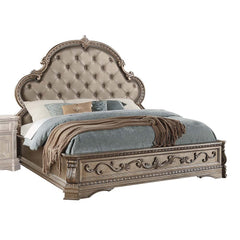 The Northville traditional design of this collection is distinguished by flowing lines and decorative details on every piece-curved fronts and tops, acanthus leaf accents, elaborately carved bracket feet and ornate pulls in an antique renter finish. The t