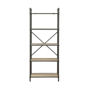  it-'s easy to see why the Itzel bookcase is a bestseller. The sandy gray frame is sleek