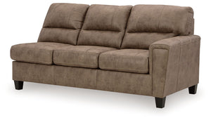 This right-arm facing sofa sleeper is made with faux leather upholstery. Pairs with other items in the series to make a sectional.<br><br><b>Additional Dimensions</b><br><ul><li>Arm height: 27-"</li><li>Distance between arms: 69-"</li><li>Seat depth: 22-"