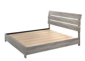  grounding atmosphere to any sleeping space. The ensemble includes a robust bed frame with a striking headboard 