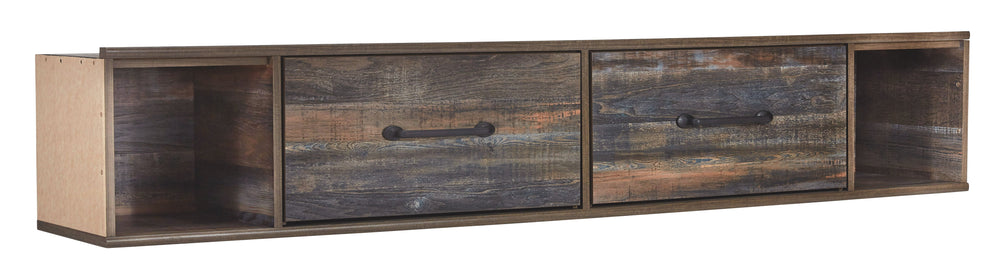 When merged in just the right way, rustic and industrial styles can make one happy marriage. Case in point: this twin panel bed with storage. A refined take on barn board beauty, its complex, replicated wood grain showcases hints of burnt orange and teal 