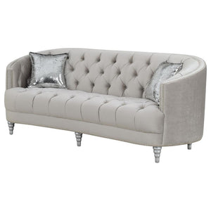 Avonlea - Upholstered Sloped Arm Sofa Velvet - Pearl Silver