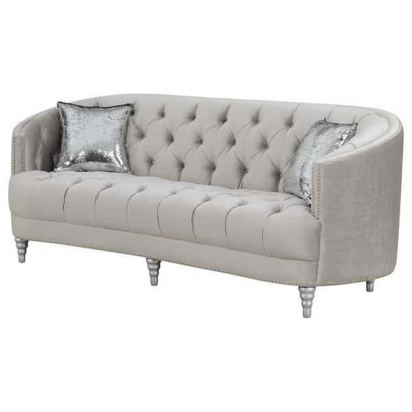 Avonlea - Upholstered Sloped Arm Sofa Velvet - Pearl Silver