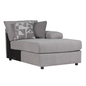 Introducing the Remi Right Arm Facing Chaise Lounge, a transitional marvel designed for those seeking comfort and style. This spacious lounger, boasting a roomy seat for three, is the perfect addition to your living space. Crafted in the USA, its solid an