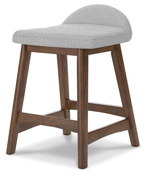 Lyncott - Light Gray / Brown - Upholstered Barstool (Set of 2)