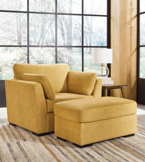 You want your home to reflect your modern, trendy eye for design. This seating package is here to help. Bold, bright and beautiful, it adds a fashion-forward pop of color to your living room. Velvet-like upholstery and matching bolster pillows keep comfor