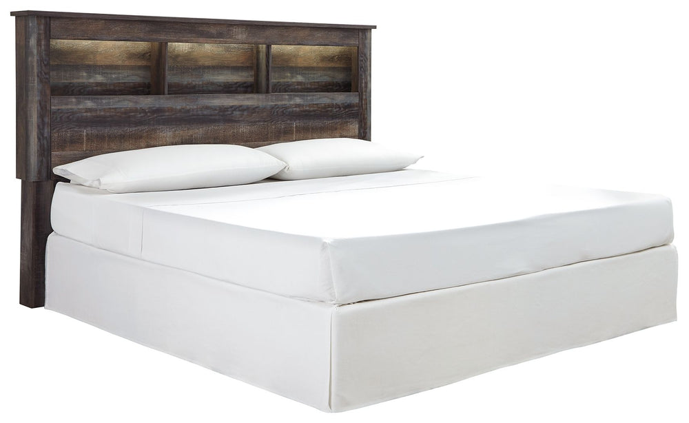 When merged in just the right way, rustic and industrial styles can make one happy marriage. Case in point: this king/California king bookcase headboard. A refined take on barn board beauty, its complex, replicated wood grain showcases hints of burnt oran
