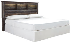 When merged in just the right way, rustic and industrial styles can make one happy marriage. Case in point: this king/California king bookcase headboard. A refined take on barn board beauty, its complex, replicated wood grain showcases hints of burnt oran