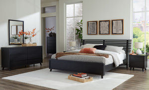 Danziar - 6 Pc. - Dresser, Mirror, King Slat Panel Bed - Black