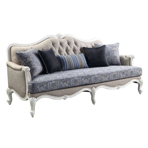 Fabric & White Finish<br/><br/><b>Product Features</b><ul><li>Seat Construction: Pocket Coilâ€§Wooden Inner Frameâ€§Accent Pillows Includedâ€§Tight Back & Loose Seat Cushionâ€§ Resin Queen Anne Legâ€§Arched Backrestâ€§KD Leg</li><li>Case: 1Pc/1Ctn</li><li