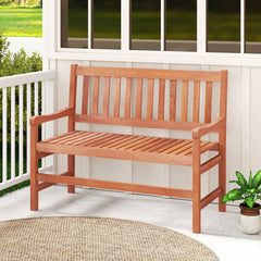 Solid wood frame for long-lasting and dependable support<br>Teak oil finish ensures extended outdoor use<br>Wide 41.5-inch seat comfortably fits 2 adults<br>Supports up to 550 lbs for reliable seating<br>Inclined backrest and curved armrests encourage a m