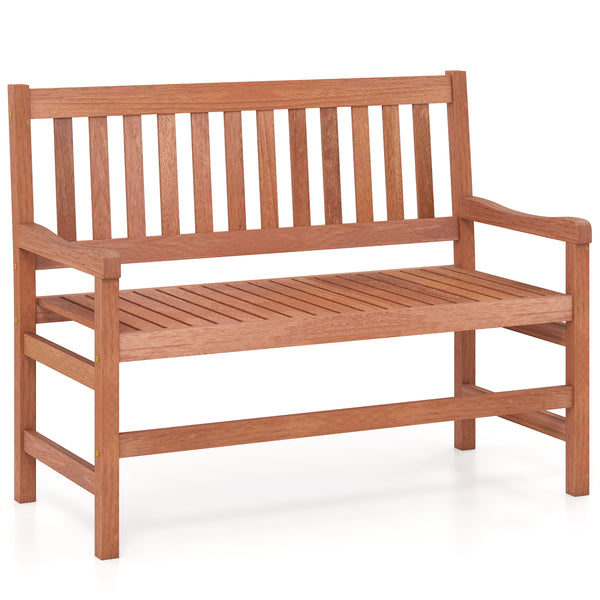 Solid wood frame for long-lasting and dependable support<br>Teak oil finish ensures extended outdoor use<br>Wide 41.5-inch seat comfortably fits 2 adults<br>Supports up to 550 lbs for reliable seating<br>Inclined backrest and curved armrests encourage a m