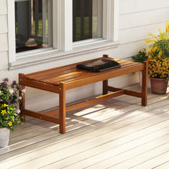 Solid hardwood construction ensures long-lasting outdoor use<br>Teak oil finish provides enhanced protection<br>44-inch wide seat comfortably accommodates 2 adults<br>Curved seat design offers ergonomic comfort and support<br>Breathable slatted seat promo