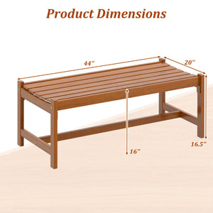 Solid hardwood construction ensures long-lasting outdoor use<br>Teak oil finish provides enhanced protection<br>44-inch wide seat comfortably accommodates 2 adults<br>Curved seat design offers ergonomic comfort and support<br>Breathable slatted seat promo
