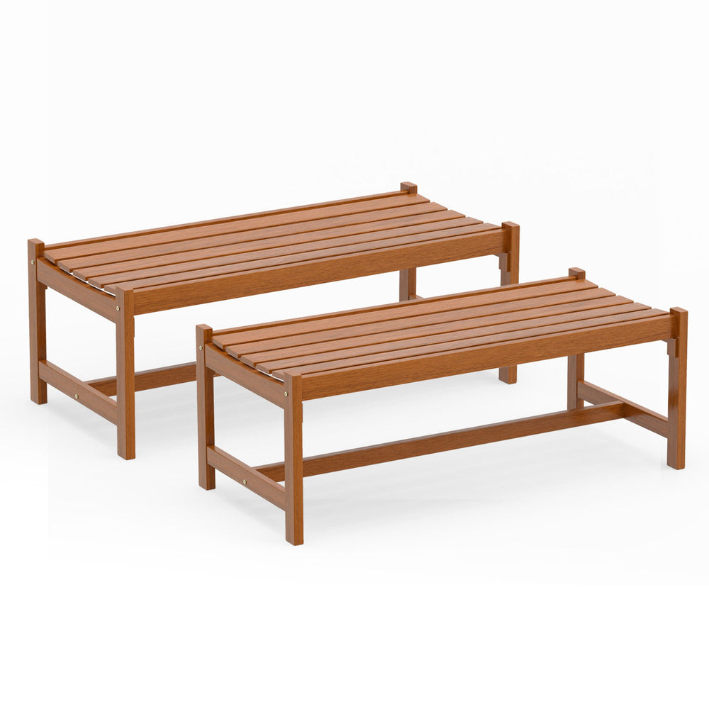 Solid hardwood construction ensures long-lasting outdoor use<br>Teak oil finish provides enhanced protection<br>44-inch wide seat comfortably accommodates 2 adults<br>Curved seat design offers ergonomic comfort and support<br>Breathable slatted seat promo