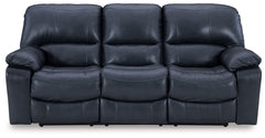 Focus on function. This practical power reclining sofa balances contemporary character and irresistible comfort. Its affordable, expertly matched leather and faux leather upholstery keeps your style up to speed without breaking the bank. Reclining with th