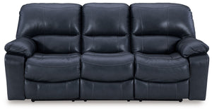 Focus on function. This practical power reclining sofa balances contemporary character and irresistible comfort. Its affordable, expertly matched leather and faux leather upholstery keeps your style up to speed without breaking the bank. Reclining with th