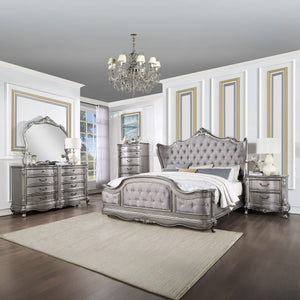 Ausonia - California King Bed - Velvet & Antique Platinum - Finish