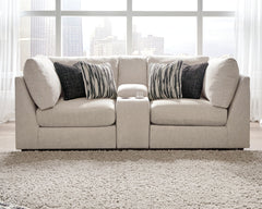 With its casual-contemporary aesthetic and modular design that simply makes sense, this sectional makes way for high style and indulgent comfort. Rest assured, the thickly cushioned storage console includes not only a pair of cup holders, but also a USB p
