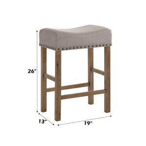 Martha II - Stool (Set of 2) - Tan Linen & Weathered Oak