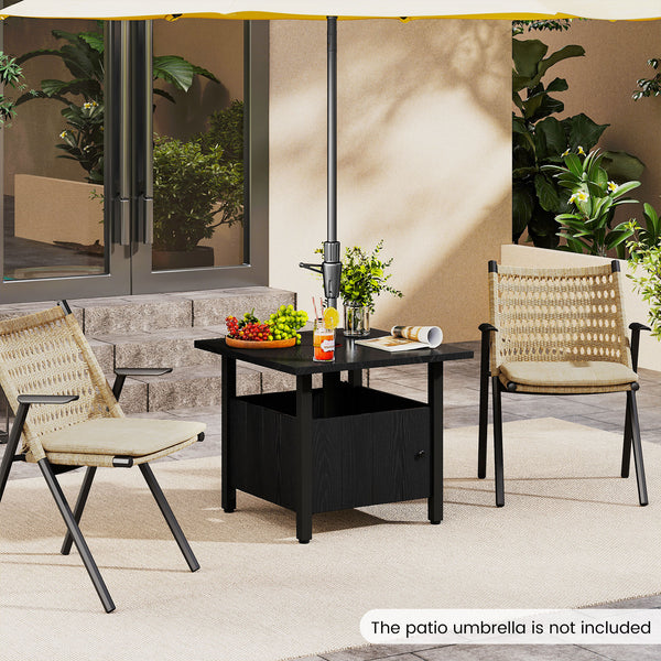 Sturdy zinc-iron alloy structure for enhanced stability<br>Ensure extra sturdiness with reinforced structure and sturdy supporting base<br>Maintain balance thanks to the adjustable foot pads<br>1.89" umbrella hole for most standard patio umbrellas (not in