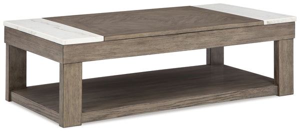 Welcome casual, contemporary style and functionality to your home. This lift-top coffee table is equipped with a convenient lift-top surface for working or dining from your sofa, as well as a spacious lower shelf to display treasured items. Natural white 