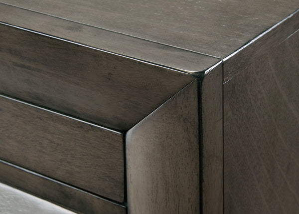  exuding a rich gray finish that enhances its robust and stately form. At the heart of the ensemble is a captain-'s bed graced with an innovatively designed headboard