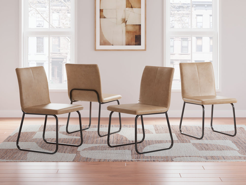 Youâ€™ll love the way this upholstered chair masterfully complements the mod vibe of your dining room. A metal frame in a sleek gunmetal color adds eye-catching contemporary flair to the casual design. Made with everyday function in mind, its cushioned se