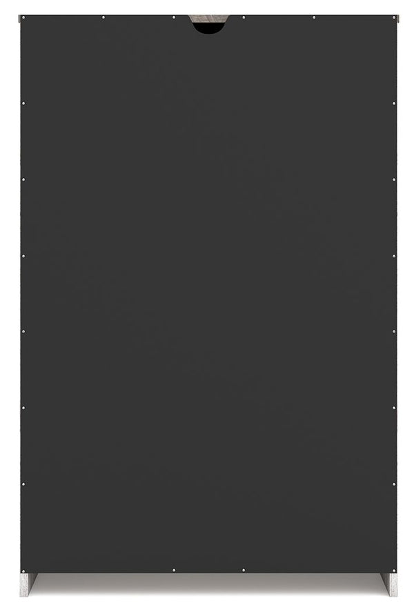 Shawburn - White / Black / Gray - Five Drawer Chest - Vinyl-Wrapped