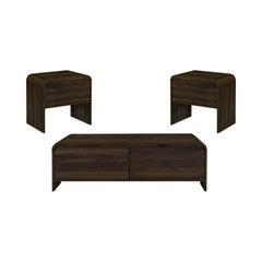 The Mara 3-Piece Occasional Set offers a stylish and functional addition to any living space, featuring one coffee table and two end tables. Crafted from eco-friendly manufactured wood and covered in a durable, decorative laminate, these tables are both s