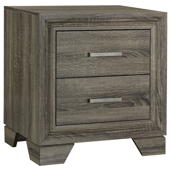 Augment your styling and approachable bedside with a transitional two-drawer nightstand. Delivering a touch of farmhouse charm and casual ambiance, it provides plenty of storage at your bedside. Its wide top is ideal for a reading light or a vase, offerin