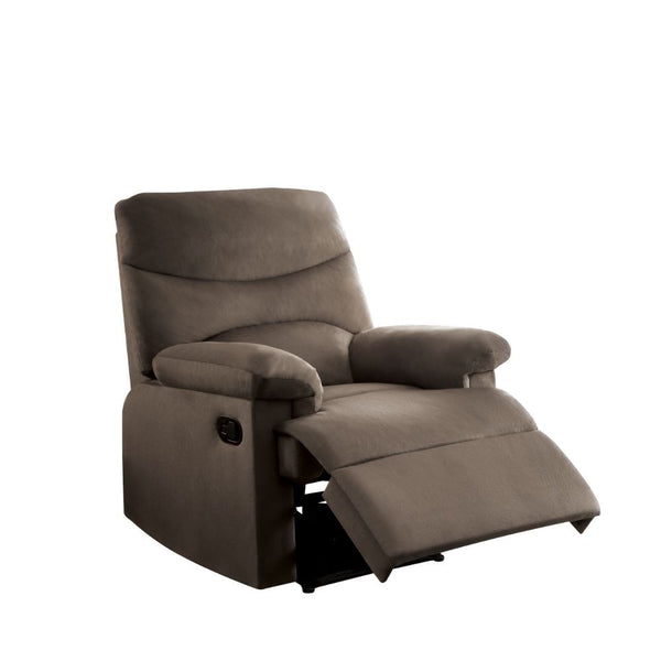 The lovely Arcadia recliner offers comfort, style and value for any home. A smooth fabric seat cushion provides relaxation from seat to toe with an easy to reach external handle for operating the reclining mechanism.<br/><br/><b>Product Features</b><ul><l
