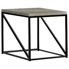 Upgrade your living space with this contemporary end table, combining functionality and style. The engineered wood top features a scratch-resistant laminate veneer in a sonoma grey finish for a wood-like appearance and lasting durability. Supported by a b