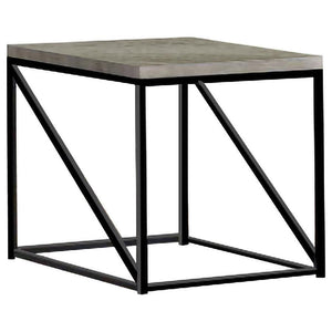 Upgrade your living space with this contemporary end table, combining functionality and style. The engineered wood top features a scratch-resistant laminate veneer in a sonoma grey finish for a wood-like appearance and lasting durability. Supported by a b