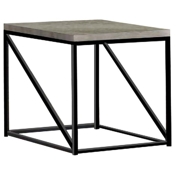 Upgrade your living space with this contemporary end table, combining functionality and style. The engineered wood top features a scratch-resistant laminate veneer in a sonoma grey finish for a wood-like appearance and lasting durability. Supported by a b