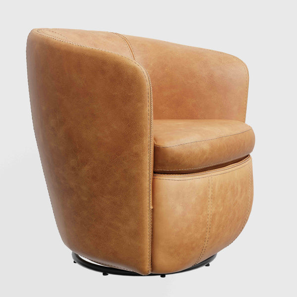 Barolo - Swivel Club Chair - Vintage Caramel