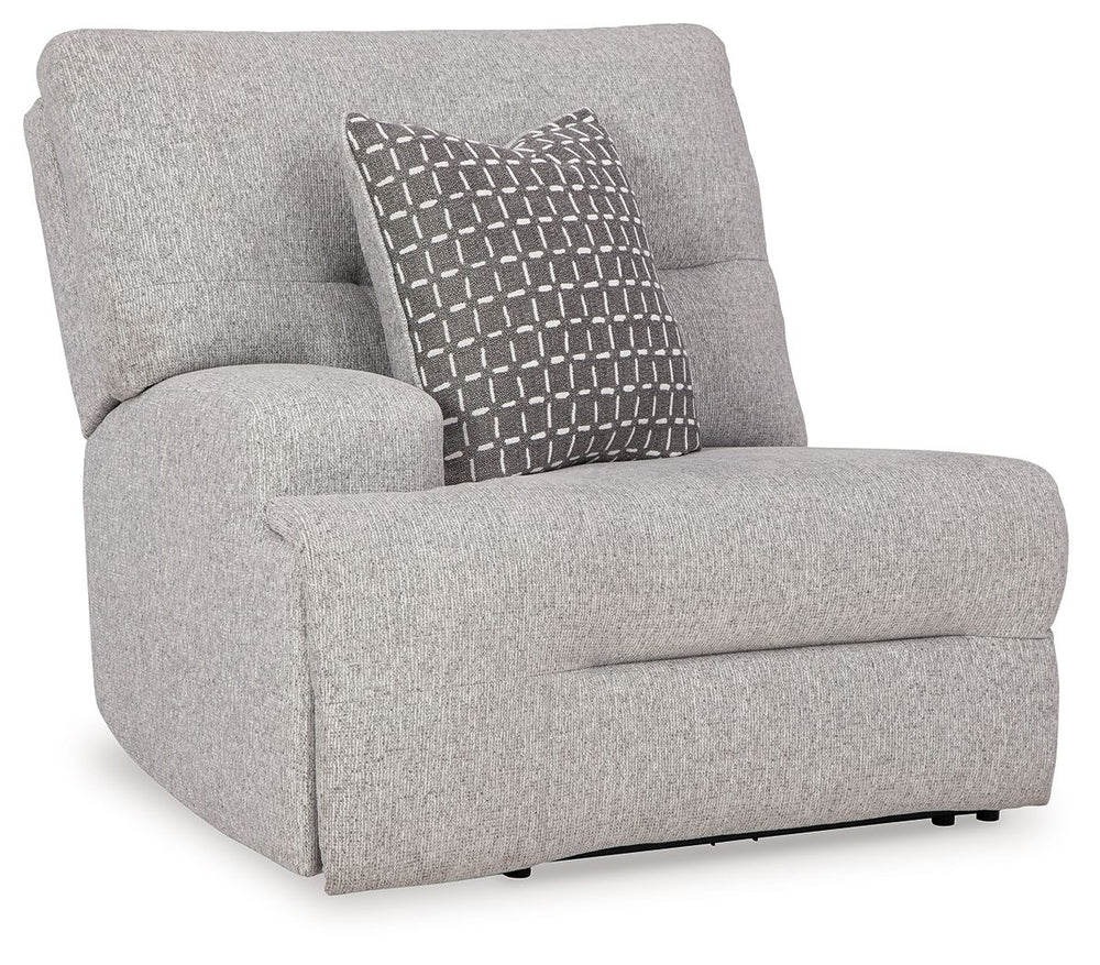 This left-arm facing power recliner is made with Next-Gen Nuvellaâ„¢ (polyester) upholstery. Pairs with other items in the series to make a sectional.<br><br><b>Additional Dimensions</b><br><ul><li>Arm height: 25-"</li><li>Seat depth: 24-"</li><li>Seat he