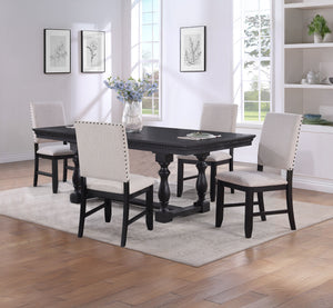 Make a bold statement in your dining space with this stunning and elegantly crafted dining group. Featuring a richly finished table with intricately carved turned legs and a sophisticated trestle base, this set exudes timeless charm and durability. The up
