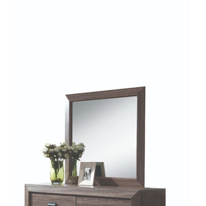 The Lyndon mirror in weathered gray grain finish with back support. Create a welcoming and warm appeal in your master bedroom with the rustic mirror. The clean lined design brings a relaxing and interesting environment.<br/><br/><b>Product Features</b><ul