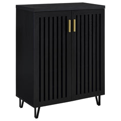 Transform your foyer or hallway with this versatile shoe cabinet, designed to keep your footwear organized and out of sight while complementing a variety of interior styles. Behind its distinctive vertical-slatted doors, multiple adjustable shelves provid
