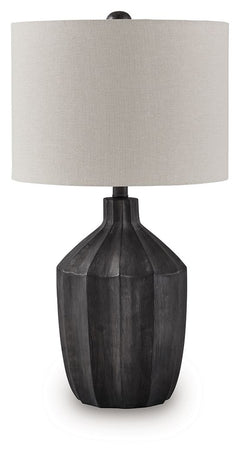 Looking for a unique take on casual style? Youâ€™re gonna love this table lamp. Its vertical line-patterned base, finished in chic black, is sculptural and spectacular without being fussy. Just brilliant.<br><br><b>Additional Dimensions</b><br><ul><li>Sha