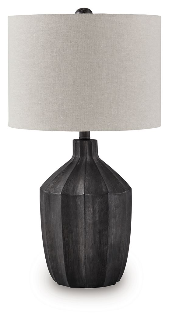 Looking for a unique take on casual style? Youâ€™re gonna love this table lamp. Its vertical line-patterned base, finished in chic black, is sculptural and spectacular without being fussy. Just brilliant.<br><br><b>Additional Dimensions</b><br><ul><li>Sha