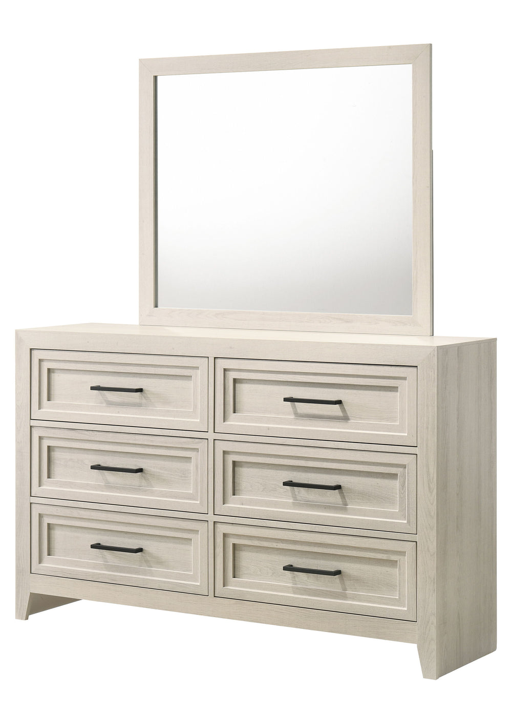 Elevate your bedroom with this elegantly designed furniture collection, blending contemporary sophistication with timeless charm. The soft, light wood finish exudes a sense of tranquility, while the intricate panel detailing adds a touch of refined crafts