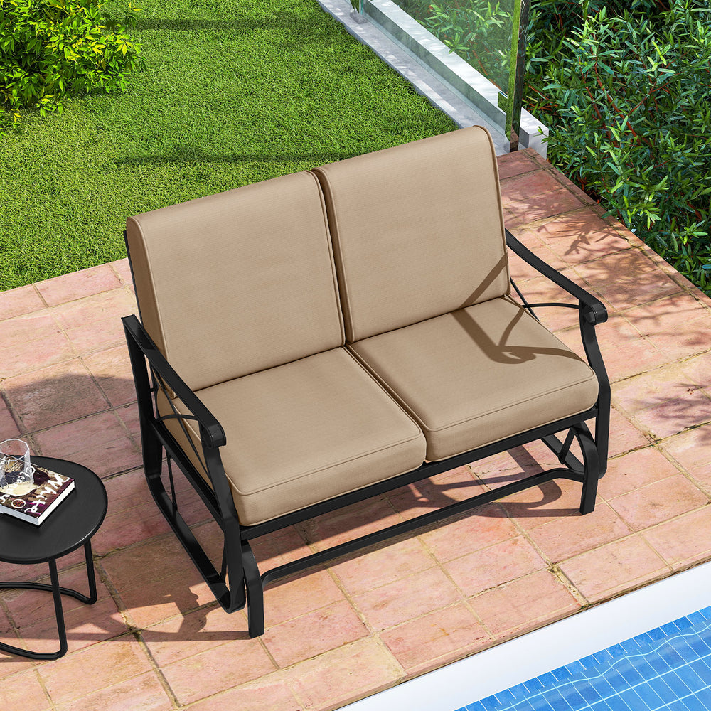 Offer a reliable and secure seating experience with robust metal construction<br>Reinforced crossbars for additional stability<br>A 2-person seating space can hold up to 660 lbs for reliable support<br>Comfort is achieved with 5.5" thick seat cushions<br>