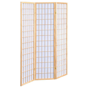 Add a touch of mystery to your bedroom or living room with this three-panel screen. Effective as a divider to give yourself privacy. Yet, the screen is just as useful as a dashing decorative piece. Comes with a natural brown frame. Pair it with a tall dec
