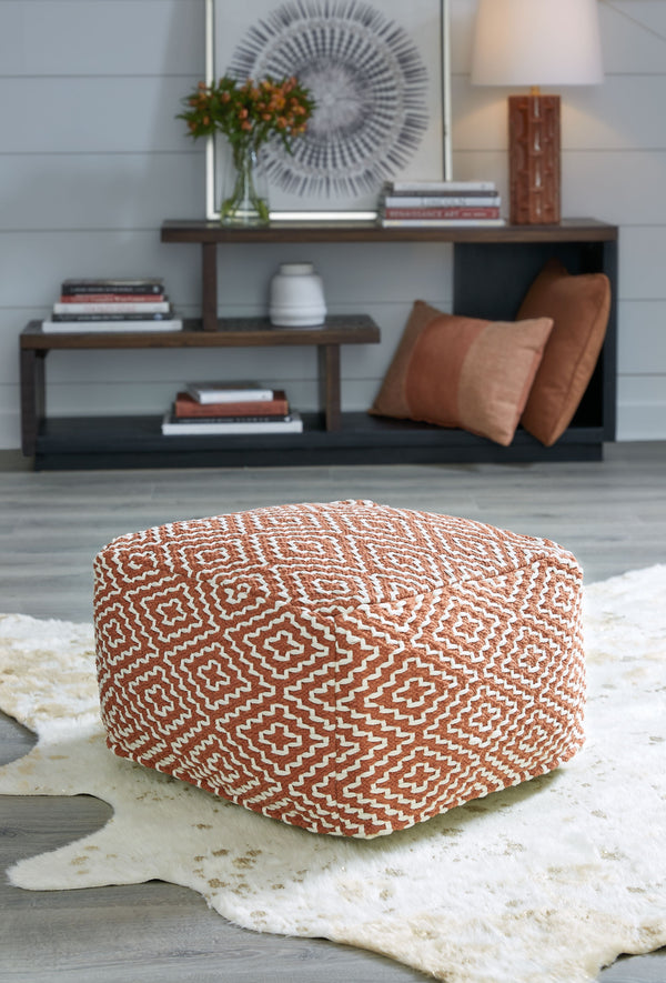  it can also be topped with a tray for an instant end table. Youâ€™ll love how beautifully the pouf-'s on-trend geometric design blen
